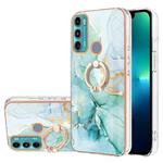 For Motorola Moto G60/G40 Fusion Electroplating Marble Pattern IMD TPU Shockproof Phone Case with Ring Holder(Green 003)