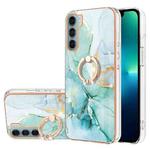 For Motorola Moto G200 Electroplating Marble Pattern IMD TPU Shockproof Phone Case with Ring Holder(Green 003)