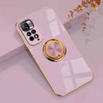 For Xiaomi Redmi Note 11 4G 6D Electroplating Full Coverage Silicone Phone Case with Magnetic Ring Holder(Light Purple)