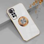 For Xiaomi Redmi Note 11 4G 6D Electroplating Full Coverage Silicone Phone Case with Magnetic Ring Holder(White)