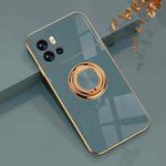 For vivo iQOO 9 Pro 6D Electroplating Full Coverage Silicone Phone Case with Magnetic Ring Holder(Grandma Ash)