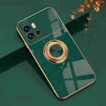 For vivo iQOO 9 Pro 6D Electroplating Full Coverage Silicone Phone Case with Magnetic Ring Holder(Dark Green)