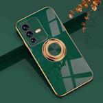 For vivo S12 Pro 6D Electroplating Full Coverage Silicone Phone Case with Magnetic Ring Holder(Dark Green)