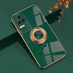 For Xiaomi Redmi K40S 6D Electroplating Full Coverage Silicone Phone Case with Magnetic Ring Holder(Dark Green)
