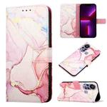 For Infinix Hot 11S PT003 Marble Pattern Flip Leather Phone Case(Rose Gold LS005)