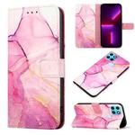 For Infinix Smart 6 PT003 Marble Pattern Flip Leather Phone Case(Pink Purple Gold LS001)