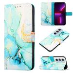 For Motorola Moto Edge X30 PT003 Marble Pattern Flip Leather Phone Case(Green LS003)