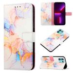 For Motorola Edge 20 Lite PT003 Marble Pattern Flip Leather Phone Case(Galaxy Marble White LS004)