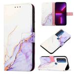 For Motorola Edge 2021 PT003 Marble Pattern Flip Leather Phone Case(White Purple LS006)