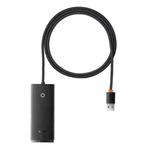 Baseus Lite Series USB-A to USB 3.0x4 HUB Adapter, Cable Length:1m(Black)