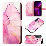 For Tecno Camon 17 PT003 Marble Pattern Flip Leather Phone Case(Pink Purple Gold LS001)