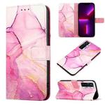 For Tecno Camon 17 Pro PT003 Marble Pattern Flip Leather Phone Case(Pink Purple Gold LS001)