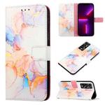 For Tecno Pova 2 PT003 Marble Pattern Flip Leather Phone Case(Galaxy Marble White LS004)