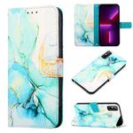 For Tecno Spark 6 Go PT003 Marble Pattern Flip Leather Phone Case(Green LS003)