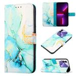 For Tecno Spark 8 PT003 Marble Pattern Flip Leather Phone Case(Green LS003)