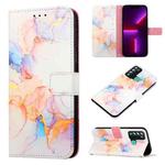 For itel S16 Pro PT003 Marble Pattern Flip Leather Phone Case(Galaxy Marble White LS004)