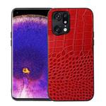 For OPPO Find X5 Pro Crocodile Top Layer Cowhide Leather Phone Case(Red)