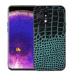 For OPPO Find X5 Pro Crocodile Top Layer Cowhide Leather Phone Case(Cyan Blue)