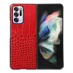 For OPPO Find N Crocodile Top Layer Cowhide Leather Phone Case(Red)