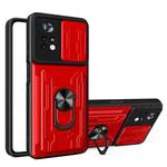 For Xiaomi Poco X4 Pro 5G Sliding Camshield TPU+PC Phone Case with Card Slot(Red)