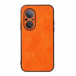 For Huawei nova 9 SE Fine Hole Version Two-color Litchi Texture PU Phone Case(Orange)