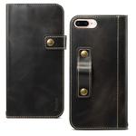 For iPhone 7 Plus / 8 Plus Denior Oil Wax Cowhide DK Magnetic Button Horizontal Flip Leather Case with Holder & Card Slots & Wallet(Black)