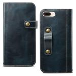 For iPhone 7 Plus / 8 Plus Denior Oil Wax Cowhide DK Magnetic Button Horizontal Flip Leather Case with Holder & Card Slots & Wallet(Dark Blue)