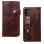 For iPhone XR Denior Oil Wax Cowhide DK Magnetic Button Horizontal Flip Leather Case with Holder & Card Slots & Wallet(Brown)