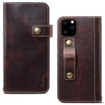 For iPhone 11 Pro Max Denior Oil Wax Cowhide DK Magnetic Button Horizontal Flip Leather Case with Holder & Card Slots & Wallet(Dark Red)