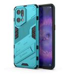 For OPPO Find X5 Pro Punk Armor 2 in 1 PC + TPU Shockproof Phone Case with Invisible Holder(Blue)