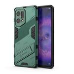 For OPPO Find X5 Punk Armor 2 in 1 PC + TPU Shockproof Phone Case with Invisible Holder(Green)