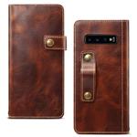 For Galaxy S10 Plus Denior Oil Wax Cowhide DK Magnetic Button Horizontal Flip Leather Case with Holder & Card Slots & Wallet(Brown)