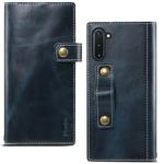 For Galaxy Note 10 Denior Oil Wax Cowhide DK Magnetic Button Horizontal Flip Leather Case with Holder & Card Slots & Wallet(Dark Blue)