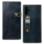 For Galaxy Note 10 Plus Denior Oil Wax Cowhide DK Magnetic Button Horizontal Flip Leather Case with Holder & Card Slots & Wallet(Dark Blue)