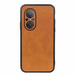 For Huawei nova 9 SE Fine Hole Version Two-color Cowhide Texture PU Shockproof Phone Case(Brown)