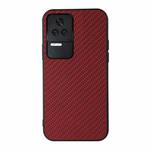 For Xiaomi Redmi K40S 5G Carbon Fiber Texture Shockproof Phone Case(Red)