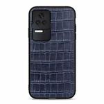 For Xiaomi Redmi K50/K50 Pro Fine Hole Crocodile Texture Genuine Leather Phone Case(Blue)