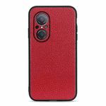 For Huawei nova 9 SE Fine Hole Version Litchi Texture Genuine Leather Phone Case(Red)