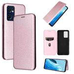 For OPPO Find X5 Lite Carbon Fiber Texture Leather Phone Case(Pink)