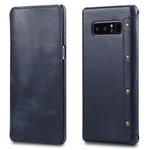 For Galaxy Note 8 Denior Oil Wax Cowhide Simple Horizontal Flip Leather Case with Card Slots & Wallet(Dark Blue)