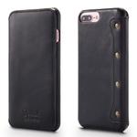 For iPhone 6 Plus / 7 Plus / 8 Plus Denior Oil Wax Cowhide Simple Horizontal Flip Leather Case with Card Slots & Wallet(Black)