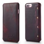 For iPhone 6 Plus / 7 Plus / 8 Plus Denior Oil Wax Cowhide Simple Horizontal Flip Leather Case with Card Slots & Wallet(Dark Red)