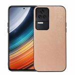 For Xiaomi Redmi K40S 5G Wood Texture PU Phone Case(Gold)