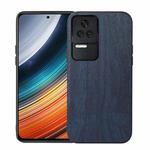 For Xiaomi Redmi K40S 5G Wood Texture PU Phone Case(Blue)