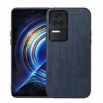 For Xiaomi Redmi K50 / K50 Pro 5G Wood Texture PU Phone Case(Blue)