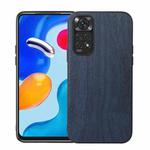 For Xiaomi Redmi Note 11 4G / Note 11S Wood Texture PU Phone Case(Blue)