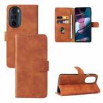 For Motorola Edge X30 Skin Feel Magnetic Buckle Calf Texture Leather Phone Case(Brown)