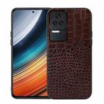 For Xiaomi Redmi K40S 5G Crocodile Top Layer Cowhide Leather Phone Case(Coffee)