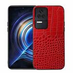 For Xiaomi Redmi K50 / K50 Pro 5G Crocodile Top Layer Cowhide Leather Phone Case(Red)