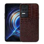 For Xiaomi Redmi K50 / K50 Pro 5G Crocodile Top Layer Cowhide Leather Phone Case(Coffee)